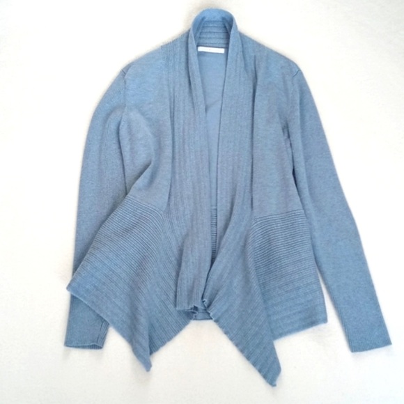 Linda Matthews Women's Sky Blue Nylon Blend Long Sleeve Open Cardigan L - Picture 5 of 9